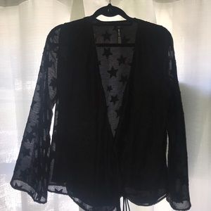 Star print, wrap shirt